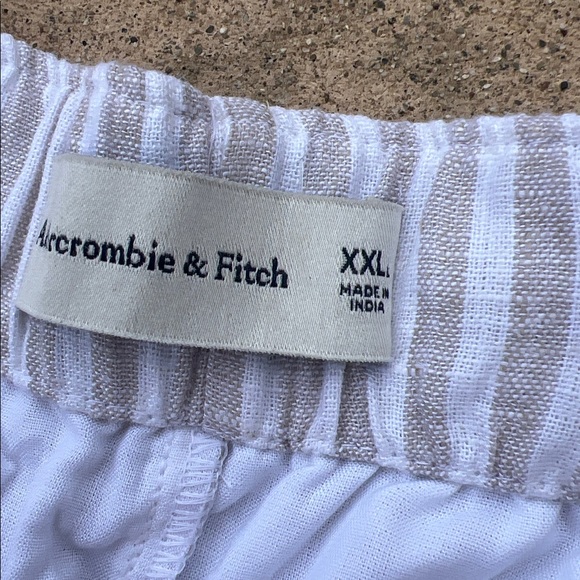 Abercrombie & Fitch Beige Stripe Linen Blend  Wide Leg Pants Women's Size XXL - Picture 4 of 7